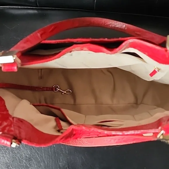 Brahmin Marianna Ember Fuego Genuine Croc Embossed Leather Shoulder Bag - Picture 9 of 12